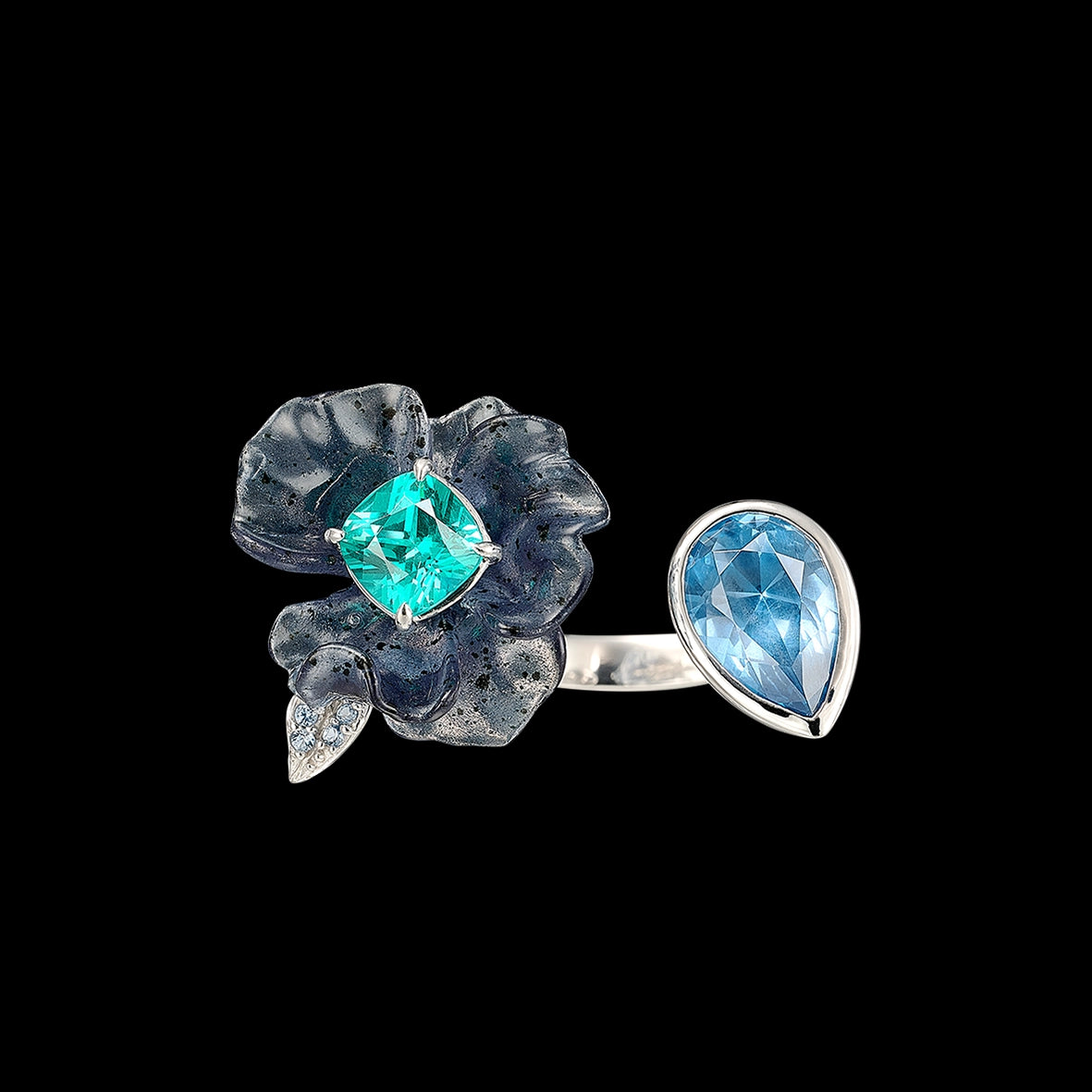 Paraiba Blueberry Petunia Ring